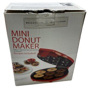 BELLA MINI DONUT MAKER 7 donuts in minutes red In original box with manual